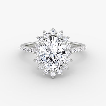 The Floral Halo Cathedral Oval Pave Engagement Ring