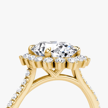 The Floral Halo Cathedral Oval Pave Engagement Ring