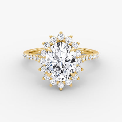 The Floral Halo Cathedral Oval Pave Engagement Ring