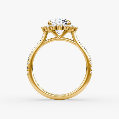 The Floral Halo Cathedral Oval Pave Engagement Ring