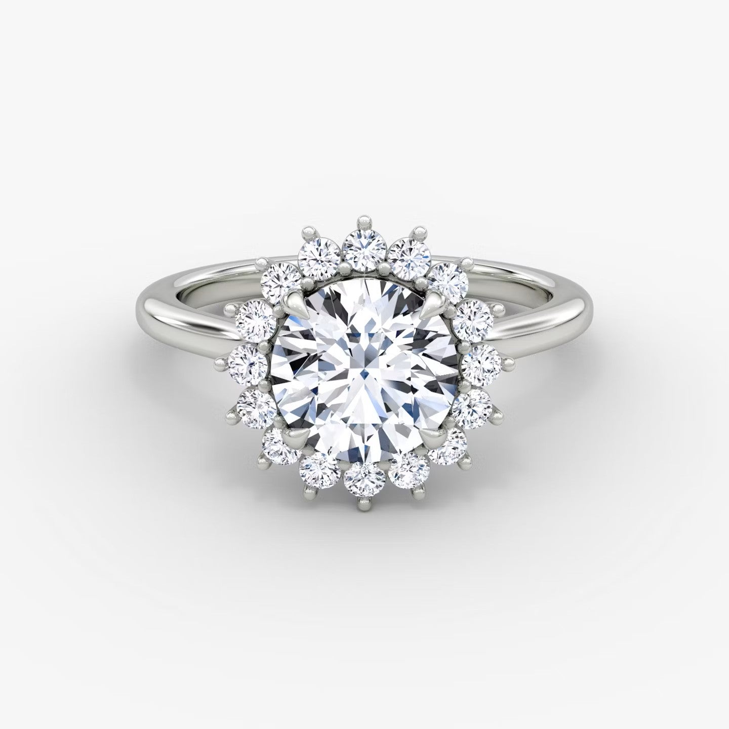 The Floral Halo Cathedral Round Brilliant Engagement Ring