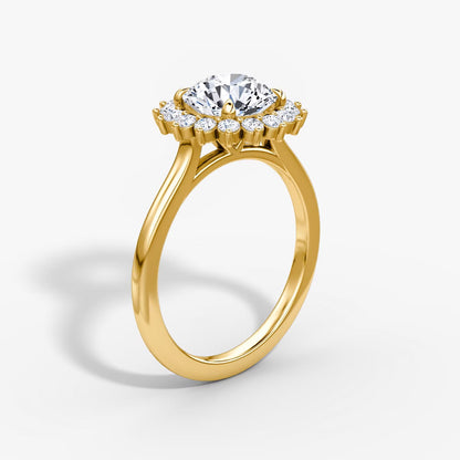 The Floral Halo Cathedral Round Brilliant Engagement Ring