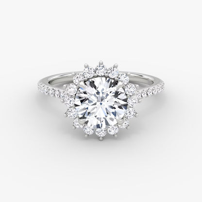 The Floral Halo Cathedral Round Brilliant Pave Engagement Ring