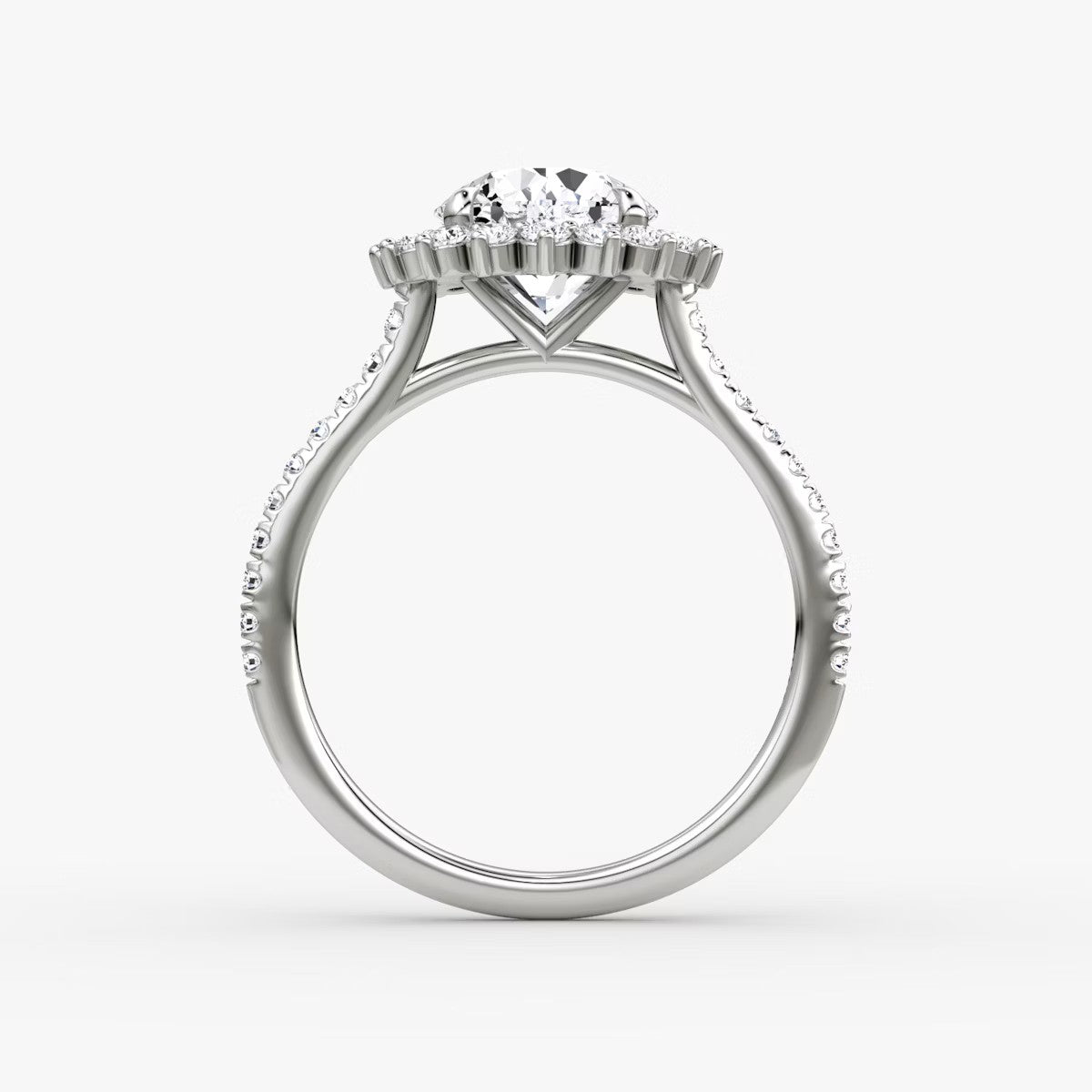 The Floral Halo Cathedral Round Brilliant Pave Engagement Ring