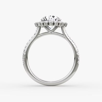 The Floral Halo Cathedral Round Brilliant Pave Engagement Ring