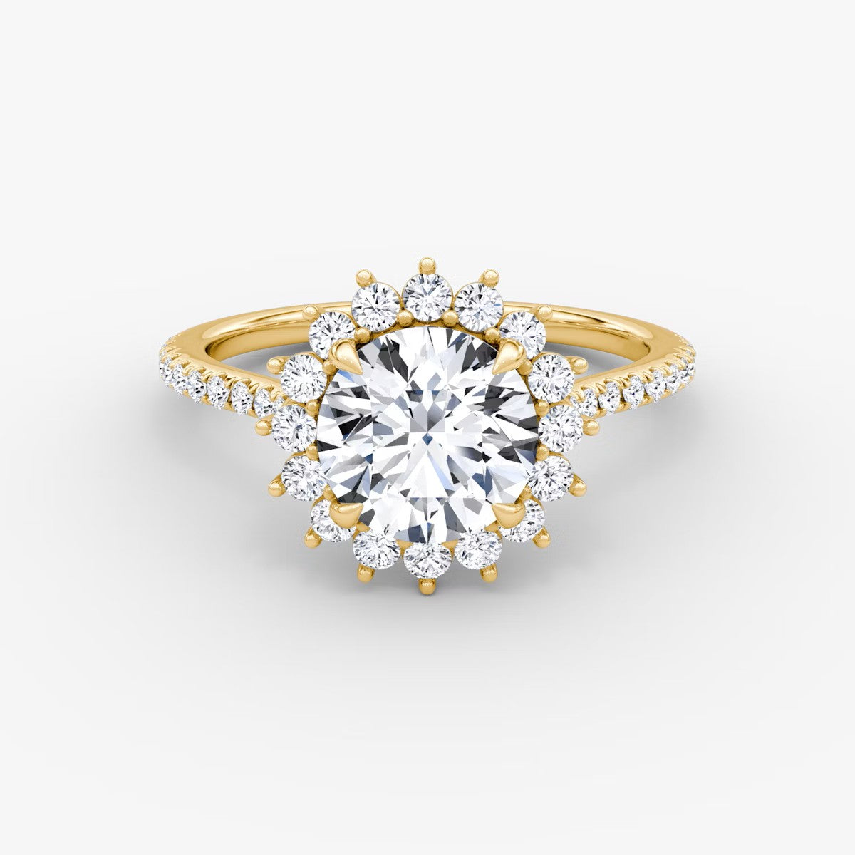 The Floral Halo Cathedral Round Brilliant Pave Engagement Ring