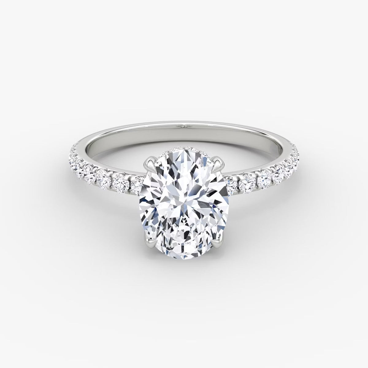 The Classic Oval Solitaire Hidden Halo Pave Engagement Ring