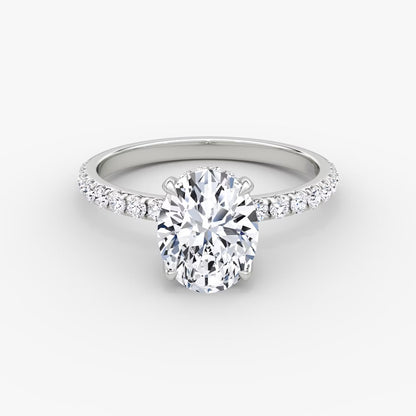 The Classic Oval Solitaire Hidden Halo Pave Engagement Ring