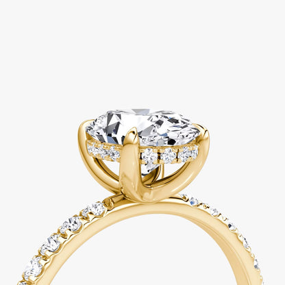 The Classic Oval Solitaire Hidden Halo Pave Engagement Ring