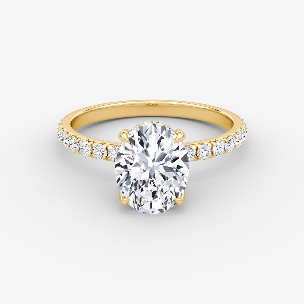 The Classic Oval Solitaire Hidden Halo Pave Engagement Ring