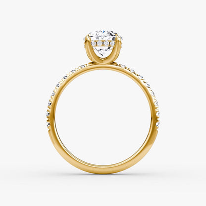 The Classic Oval Solitaire Hidden Halo Pave Engagement Ring