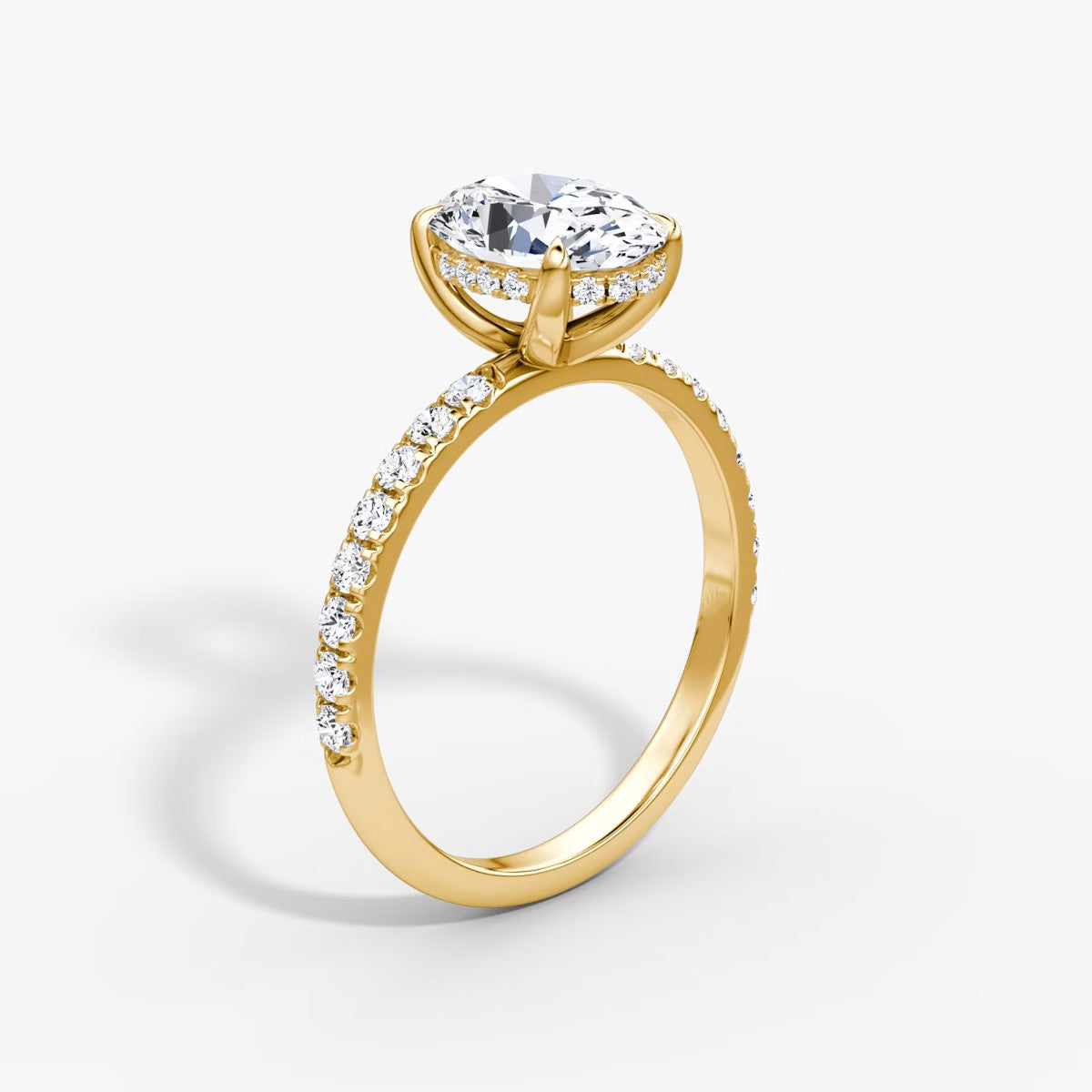 The Classic Oval Solitaire Hidden Halo Pave Engagement Ring