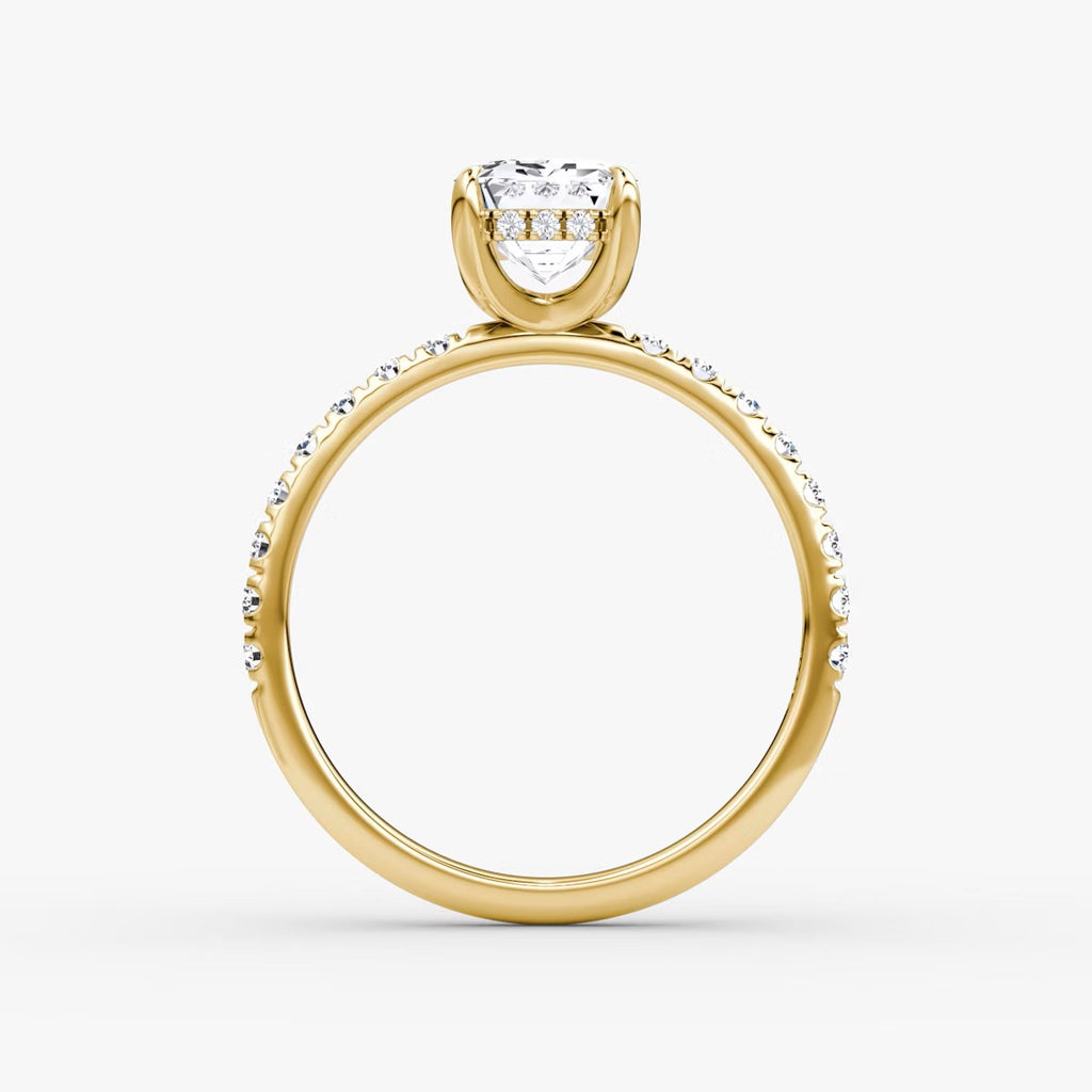 The Classic Emerald Cut Solitaire Hidden Halo Pave Engagement Ring
