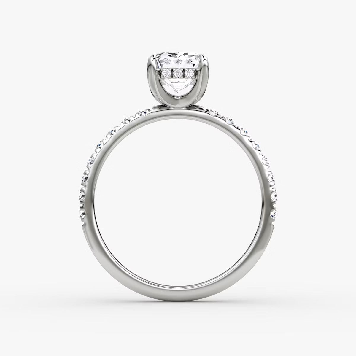 The Classic Emerald Cut Solitaire Hidden Halo Pave Engagement Ring