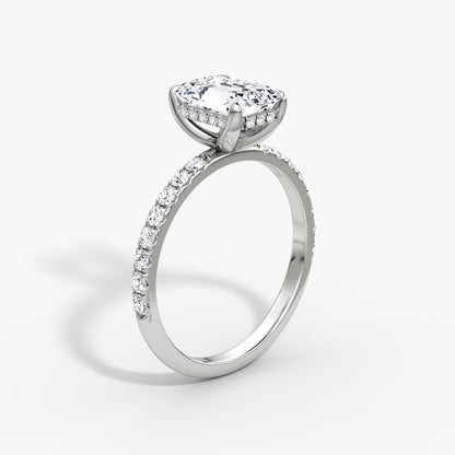 The Classic Emerald Cut Solitaire Hidden Halo Pave Engagement Ring