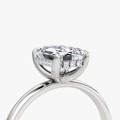 The Classic Emerald Cut Solitaire Hidden Halo Engagement Ring