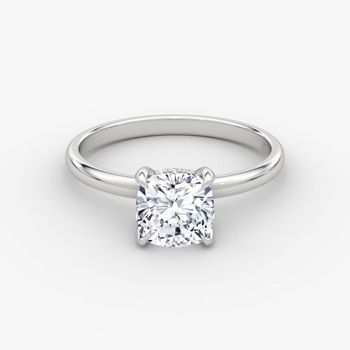 The Classic Cushion Cut Solitaire Hidden Halo Engagement Ring