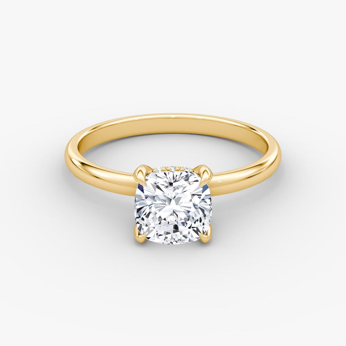 The Classic Cushion Cut Solitaire Hidden Halo Engagement Ring