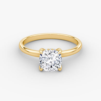 The Classic Cushion Cut Solitaire Hidden Halo Engagement Ring