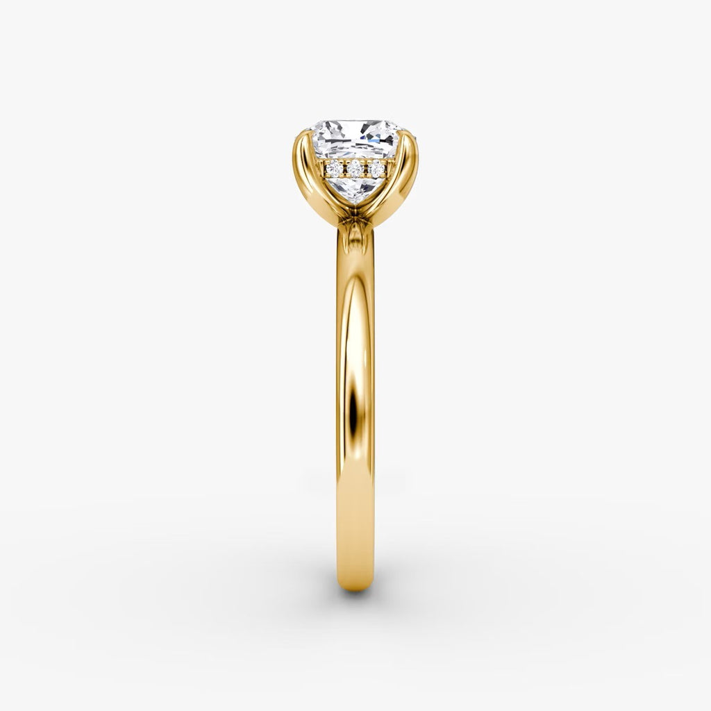 The Classic Cushion Cut Solitaire Hidden Halo Engagement Ring