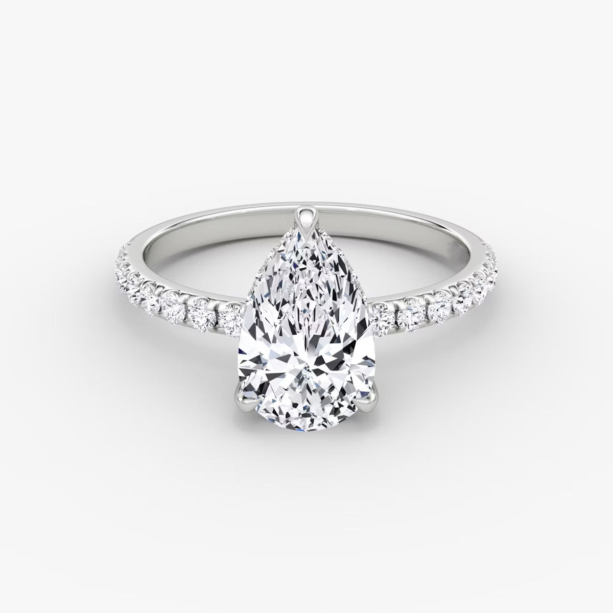 The Classic Pear Solitaire Hidden Halo Pave Engagement Ring