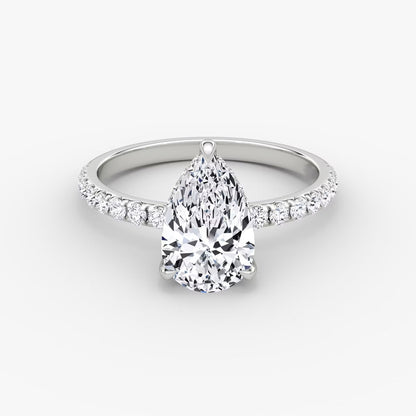 The Classic Pear Solitaire Hidden Halo Pave Engagement Ring