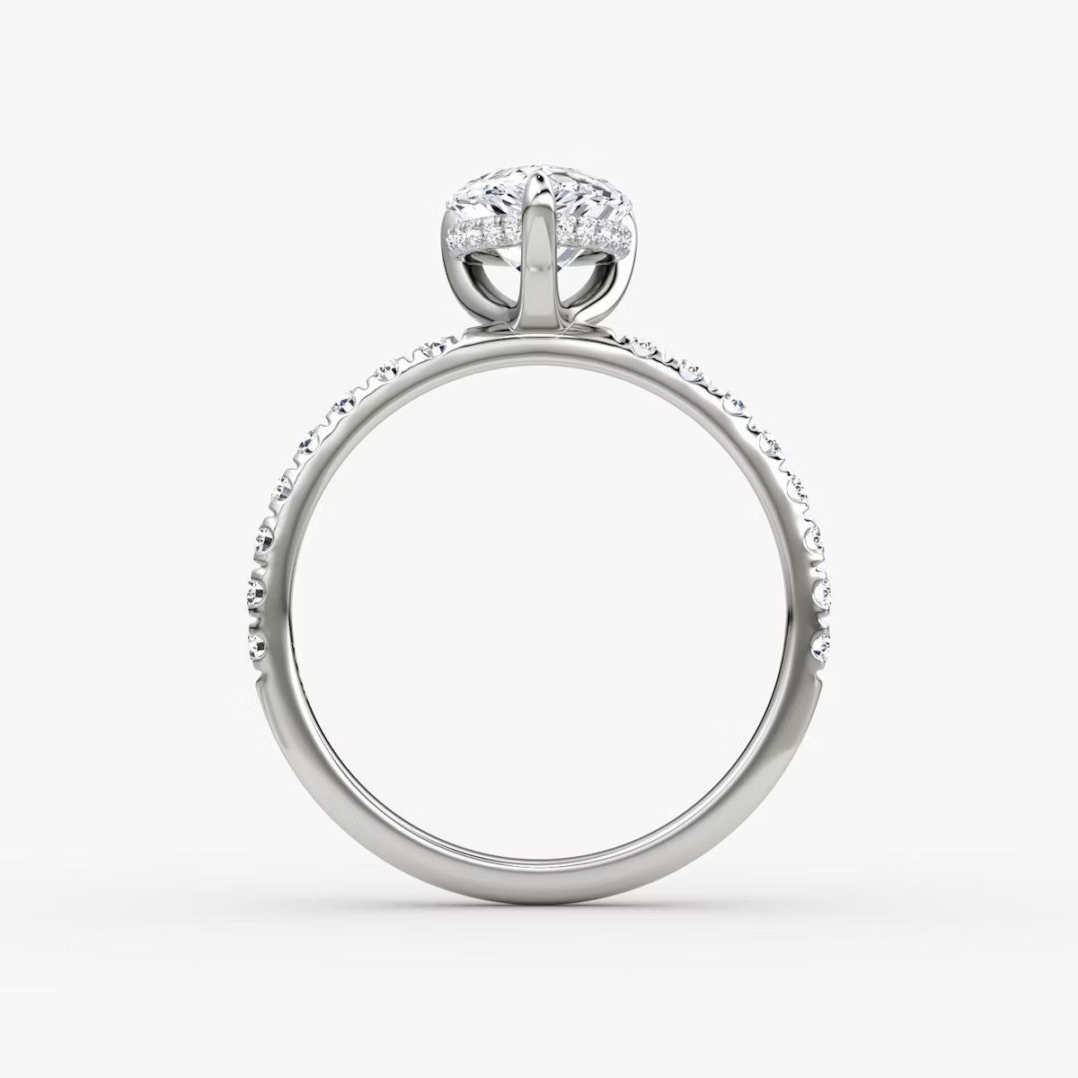 The Classic Pear Solitaire Hidden Halo Pave Engagement Ring