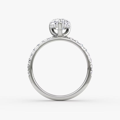 The Classic Pear Solitaire Hidden Halo Pave Engagement Ring