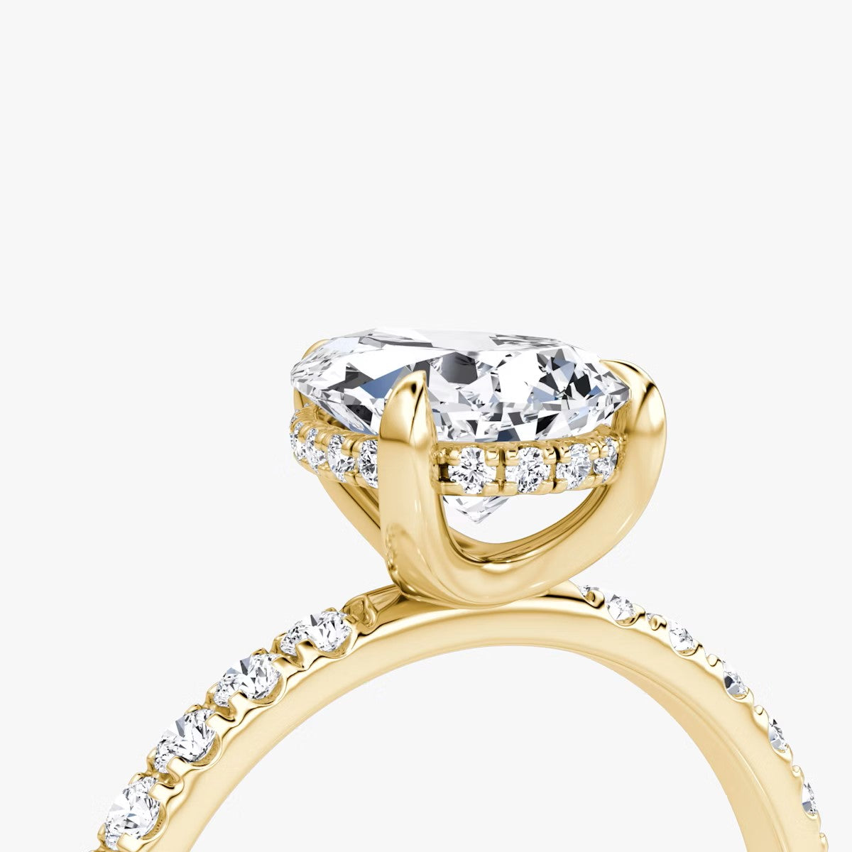 The Classic Pear Solitaire Hidden Halo Pave Engagement Ring