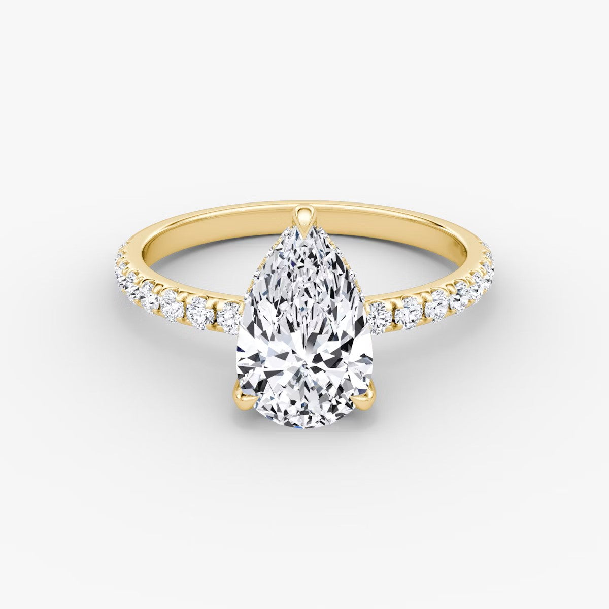 The Classic Pear Solitaire Hidden Halo Pave Engagement Ring