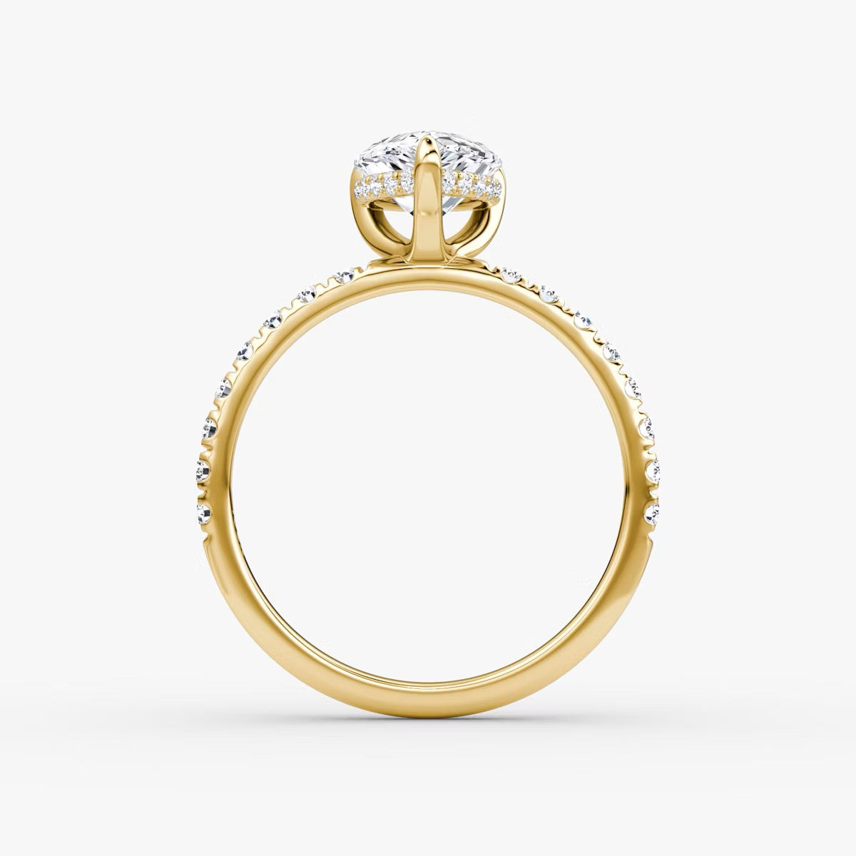 The Classic Pear Solitaire Hidden Halo Pave Engagement Ring