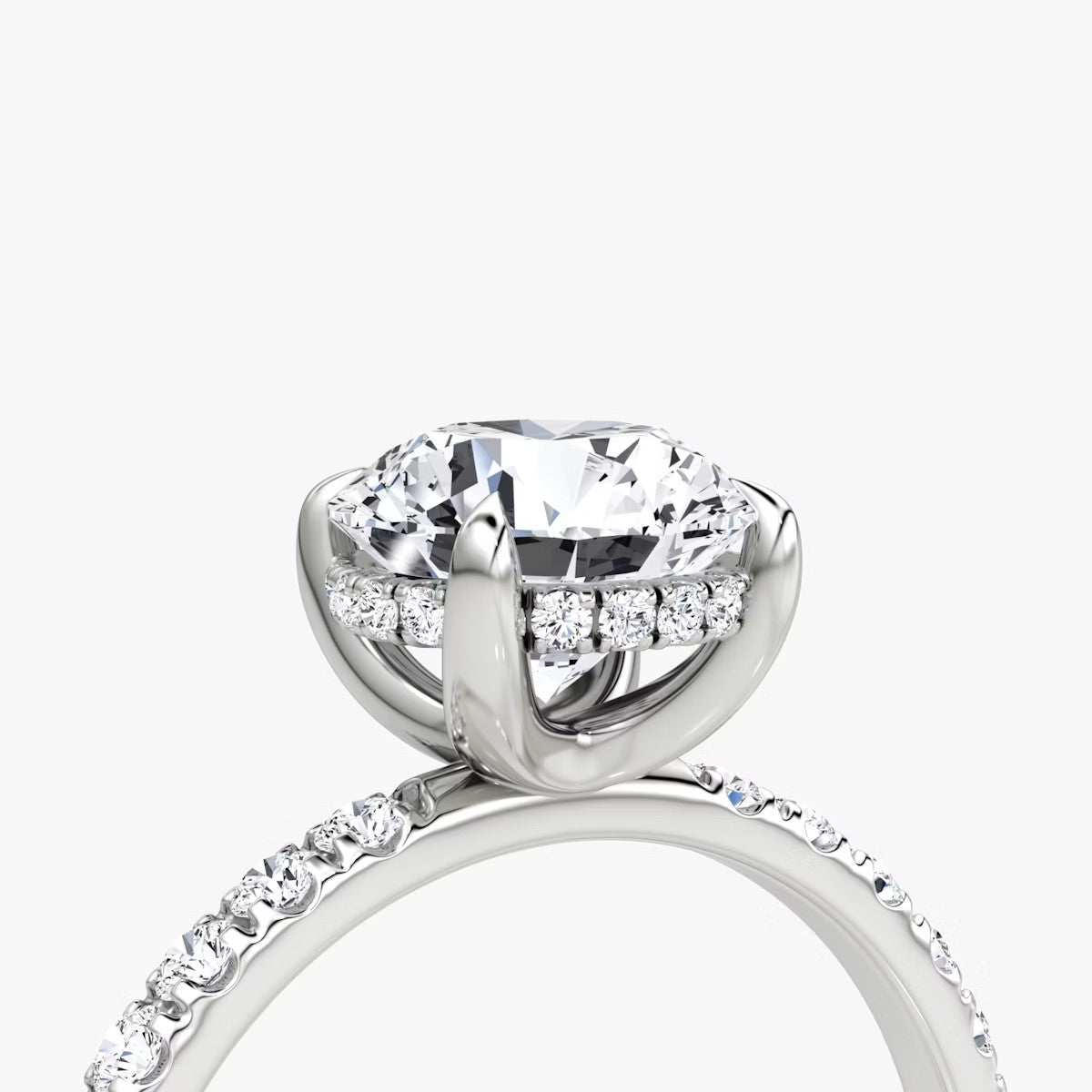 The Classic Round Brilliant Solitaire Hidden Halo Pave Engagement Ring