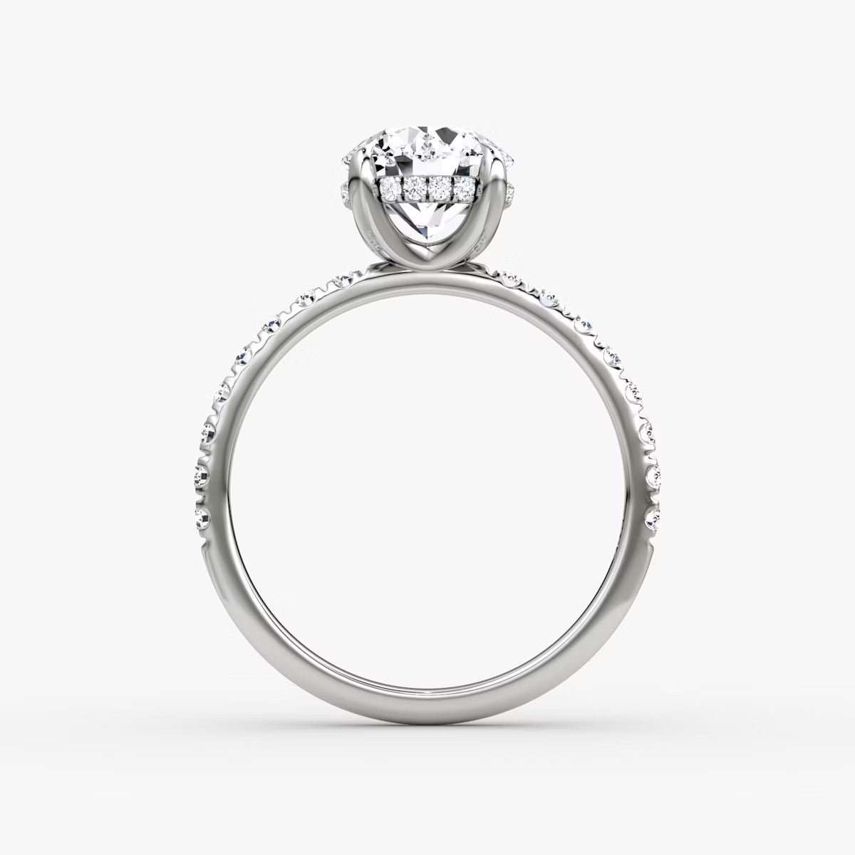 The Classic Round Brilliant Solitaire Hidden Halo Pave Engagement Ring