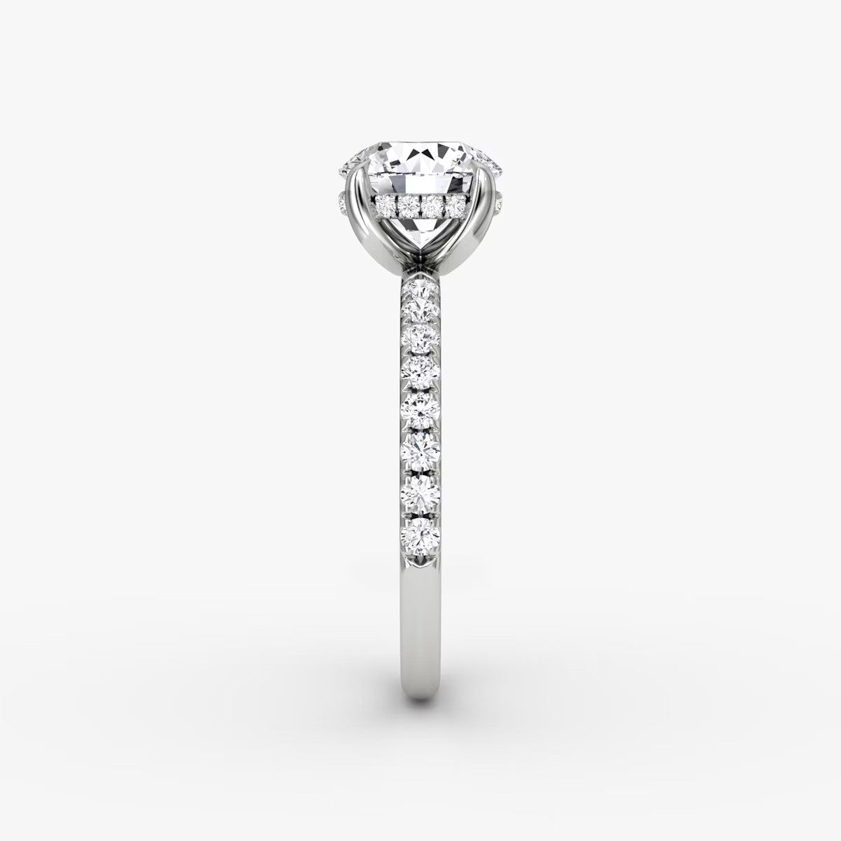 The Classic Round Brilliant Solitaire Hidden Halo Pave Engagement Ring