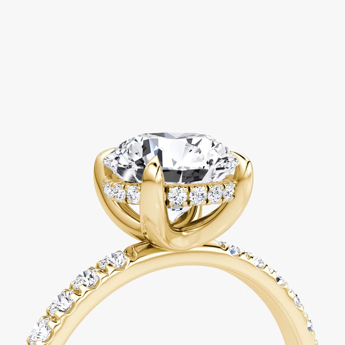 The Classic Round Brilliant Solitaire Hidden Halo Pave Engagement Ring