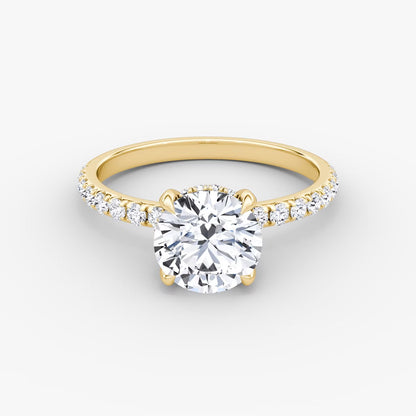 The Classic Round Brilliant Solitaire Hidden Halo Pave Engagement Ring