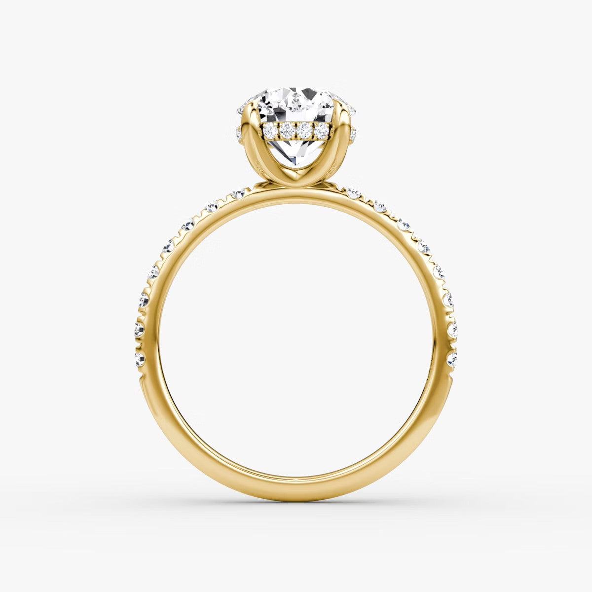 The Classic Round Brilliant Solitaire Hidden Halo Pave Engagement Ring