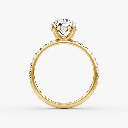 The Classic Round Brilliant Solitaire Hidden Halo Pave Engagement Ring