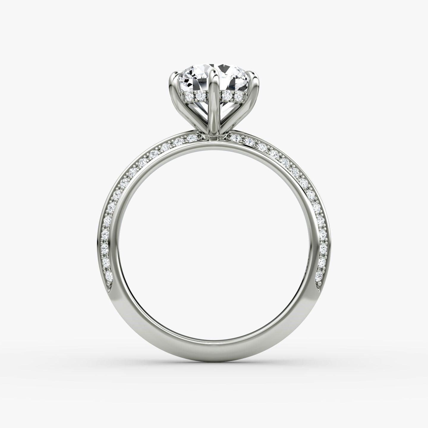 1.00 ct The Knife-Edge Round Brilliant Solitaire Hidden Halo Engagement Ring