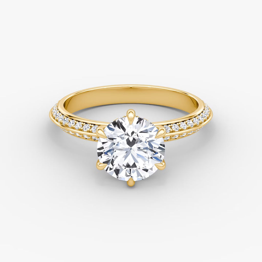 The Knife-Edge Round Brilliant Solitaire Hidden Halo Engagement Ring