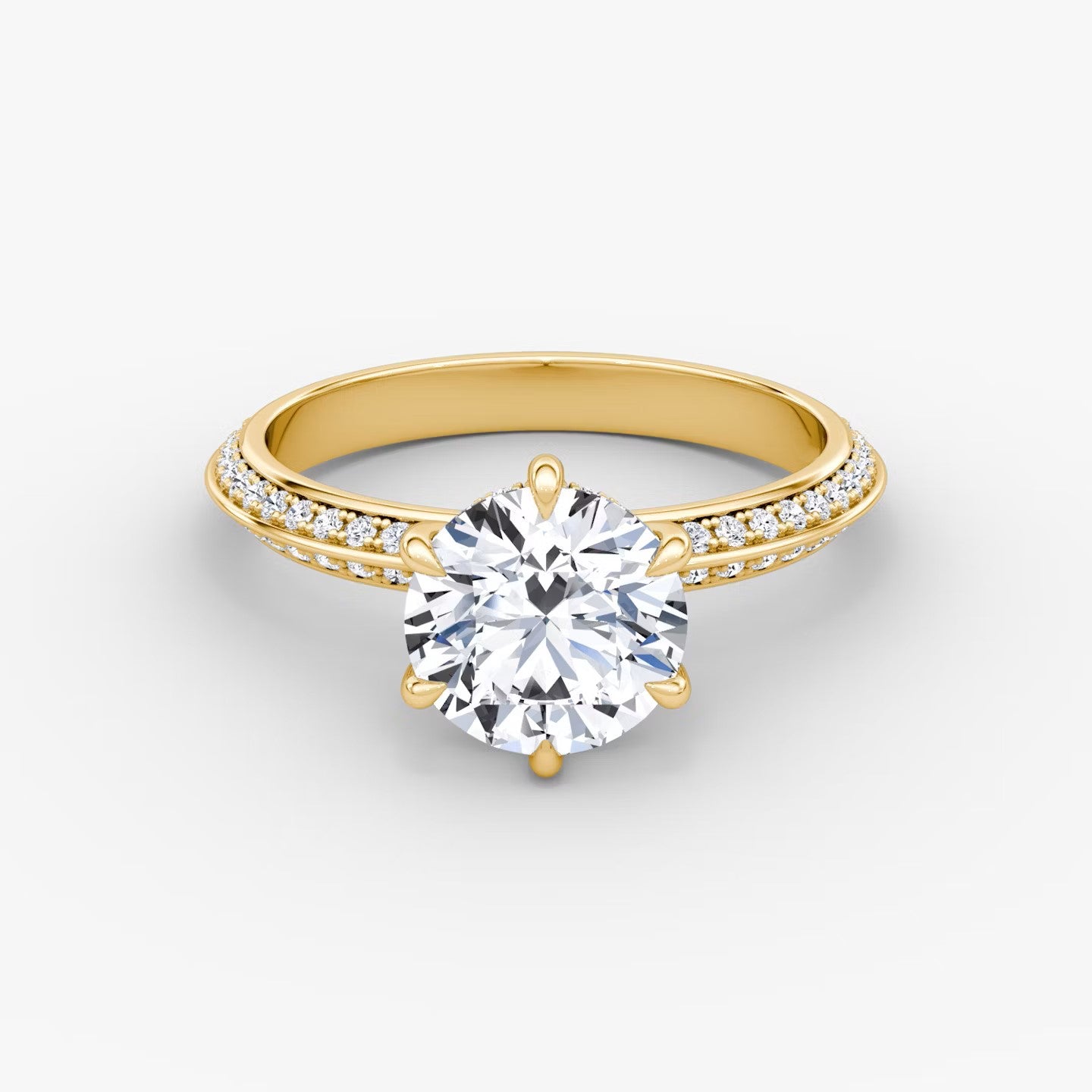 The Knife-Edge Round Brilliant Solitaire Hidden Halo Engagement Ring