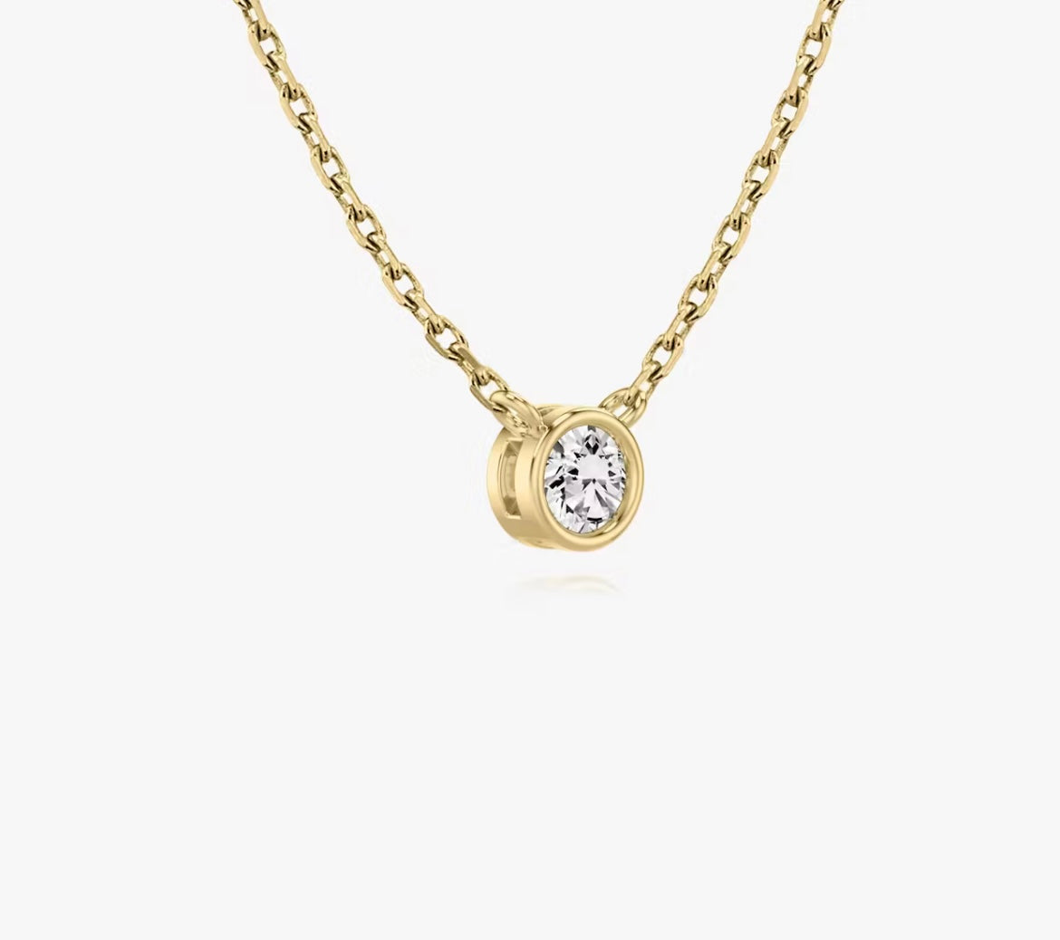 Bezel Superior Round Brilliant Lab Grown Diamond Necklace