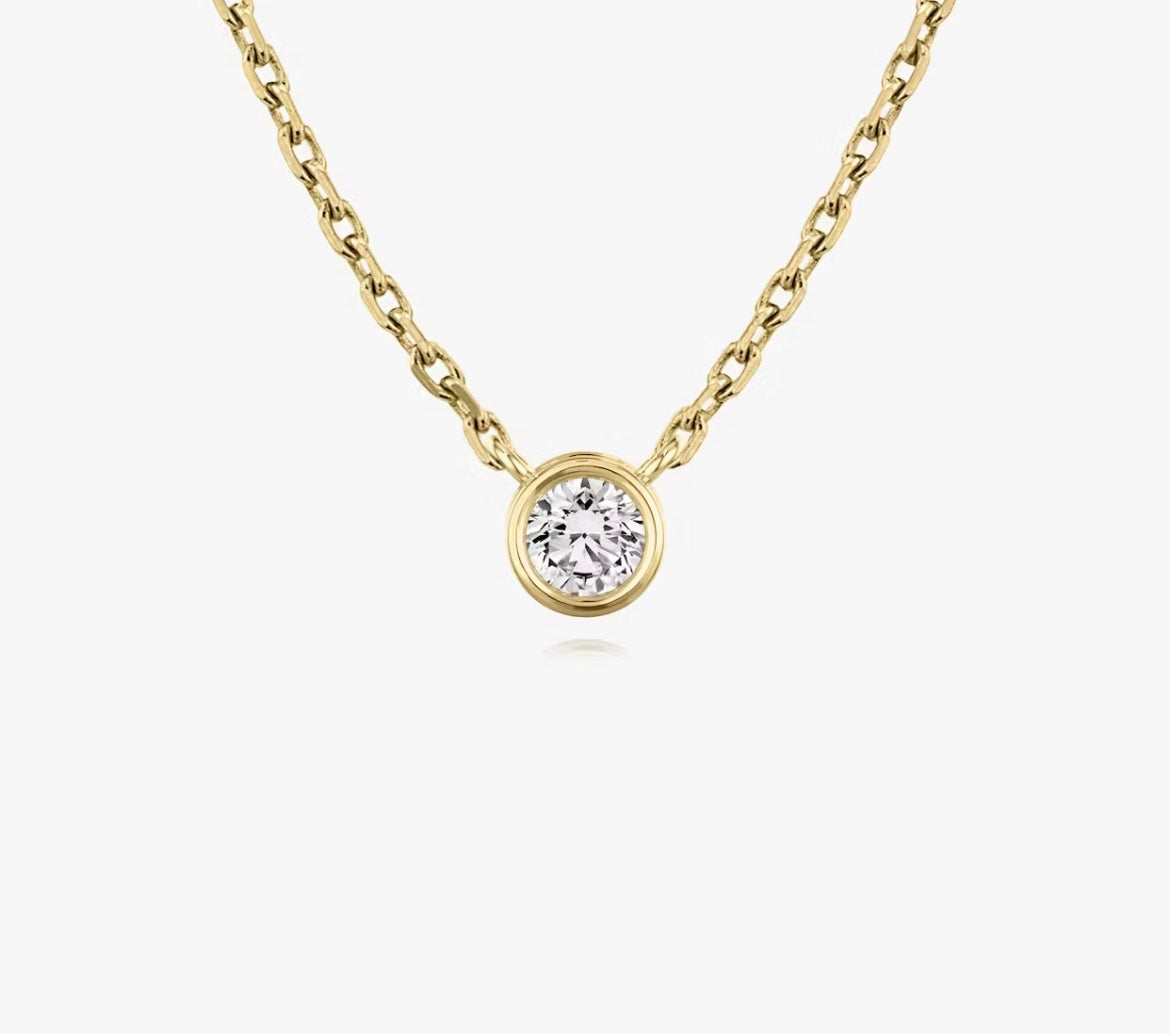 Bezel Superior Round Brilliant Lab Grown Diamond Necklace