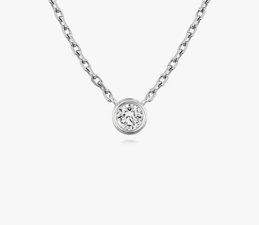 Bezel Superior Round Brilliant Lab Grown Diamond Necklace