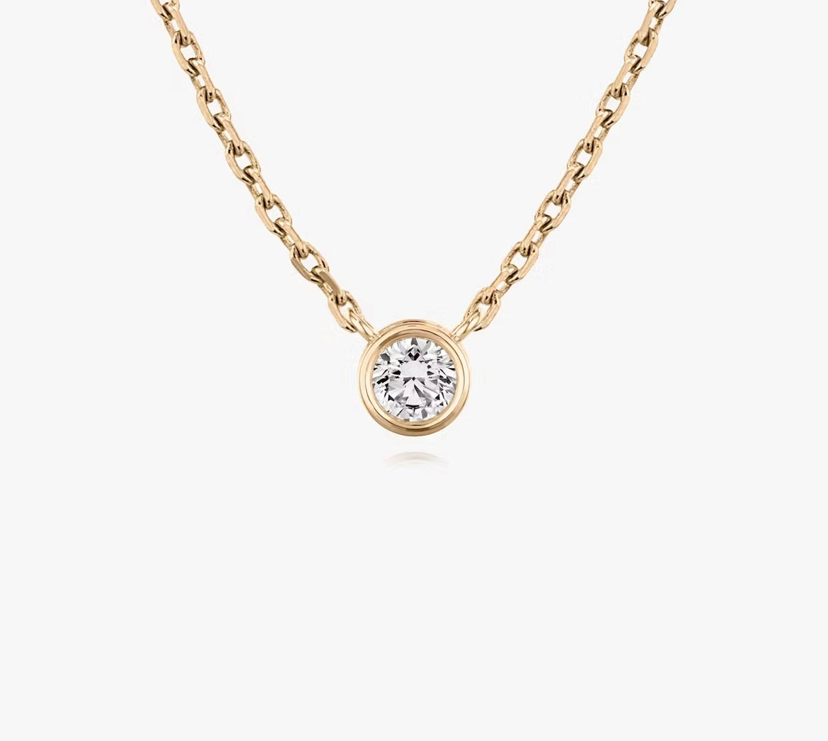 Bezel Superior Round Brilliant Lab Grown Diamond Necklace