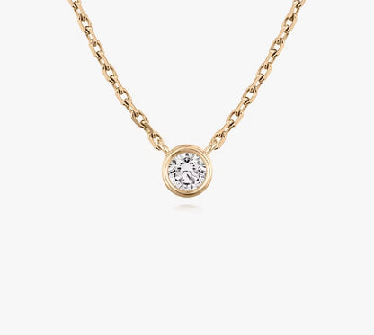 Bezel Superior Round Brilliant Lab Grown Diamond Necklace