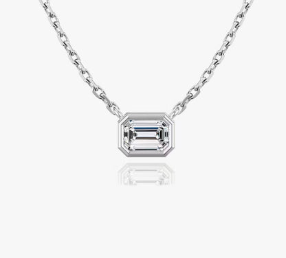 Bezel Emerald Superior Lab Grown Diamond Necklace