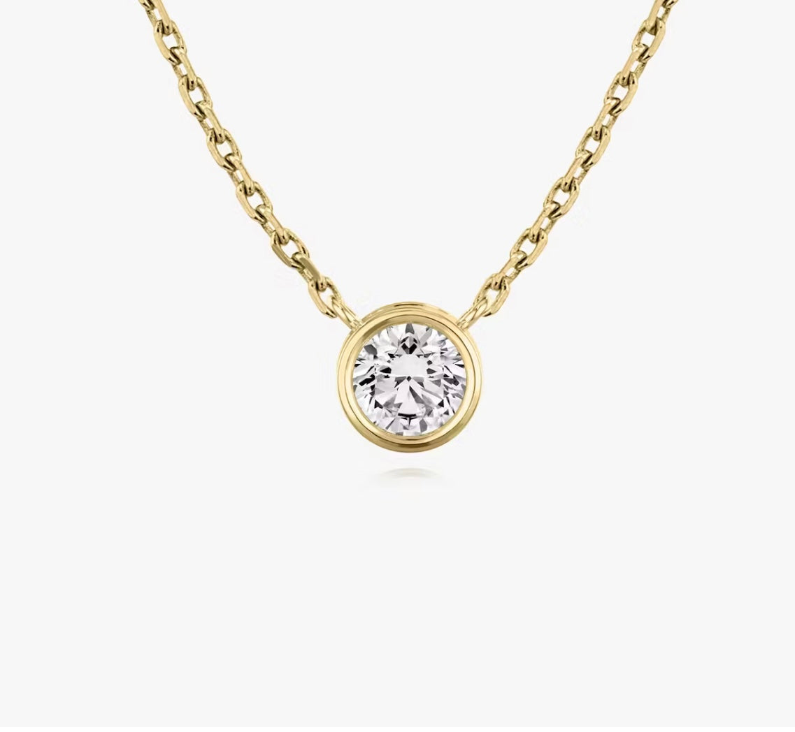 Bezel Superior Round Brilliant Lab Grown Diamond Necklace