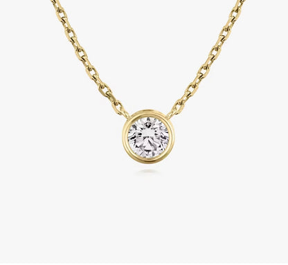 Bezel Superior Round Brilliant Lab Grown Diamond Necklace