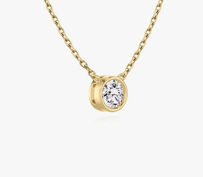 Bezel Superior Round Brilliant Lab Grown Diamond Necklace